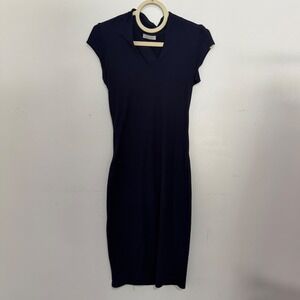 Joe & Elle Navy Blue Bodycon V-Neck Cap Sleeve Sheath Dress Medium